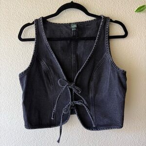 Wild Fable Sleeveless Tie-Front Black Denim Crop Vest